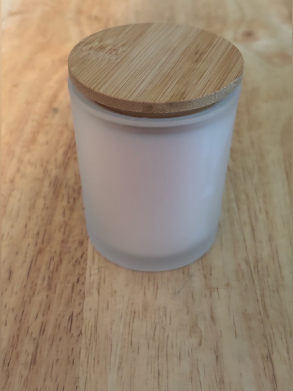 Cherry Blossom Frosted Glass Jar Candle with Bamboo Lid -